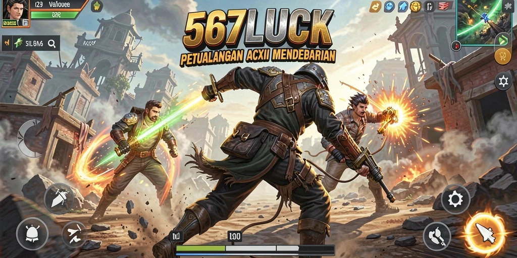 Screenshot gameplay 567LUCK dengan aksi pertempuran yang mendebarkan.