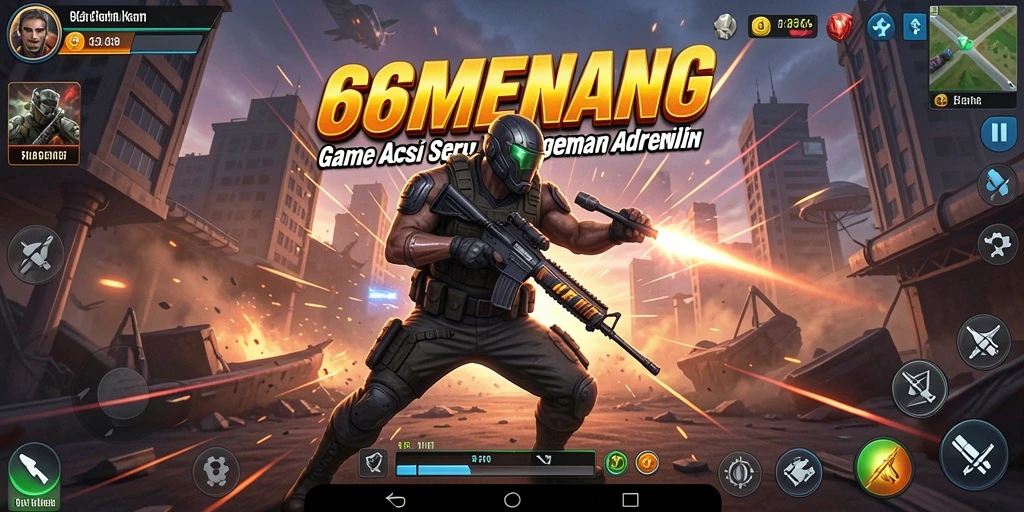Gameplay intens 66MENANG dengan aksi yang mendebarkan.