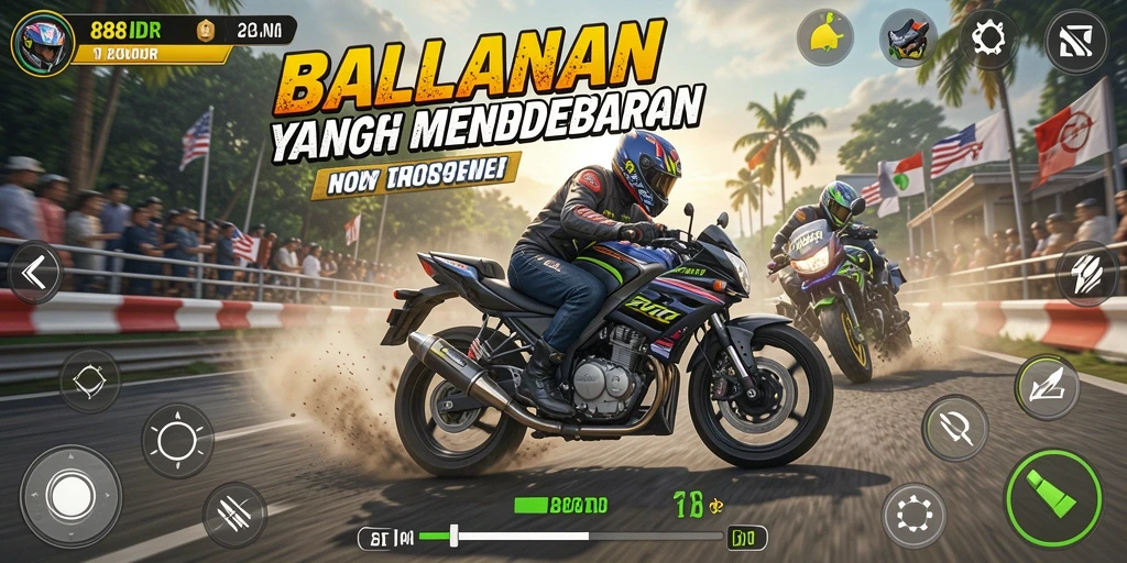 Tampilan gameplay 888IDR yang penuh aksi balapan motor.