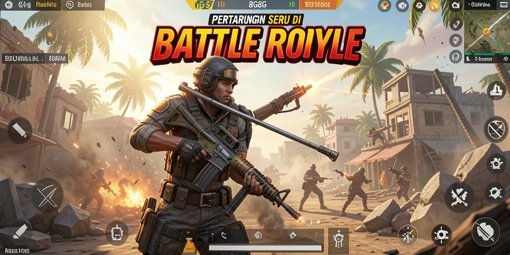 Gameplay seru dan mendebarkan dalam pertempuran Battle Royale.