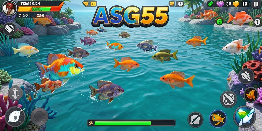 Screenshot gameplay ASG55 yang menampilkan serunya menembak ikan.