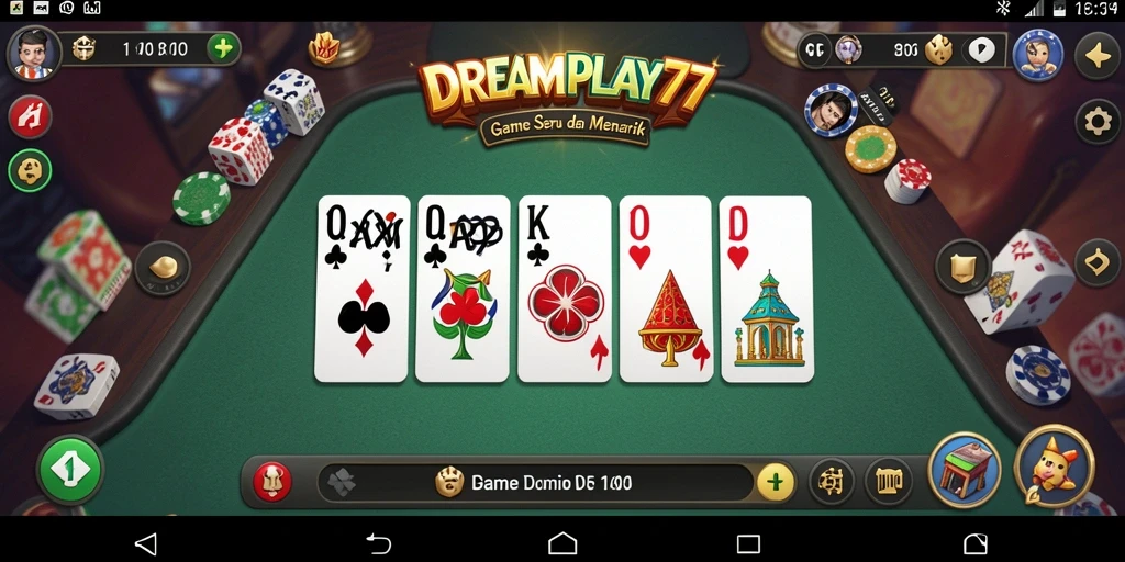 Screenshot gameplay seru dari DREAMPLAY77, menunjukkan aksi permainan Domino.