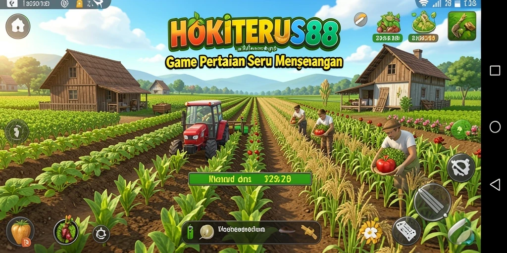 Gameplay HOKITERUS88 menampilkan kegiatan pertanian yang seru dan interaktif.