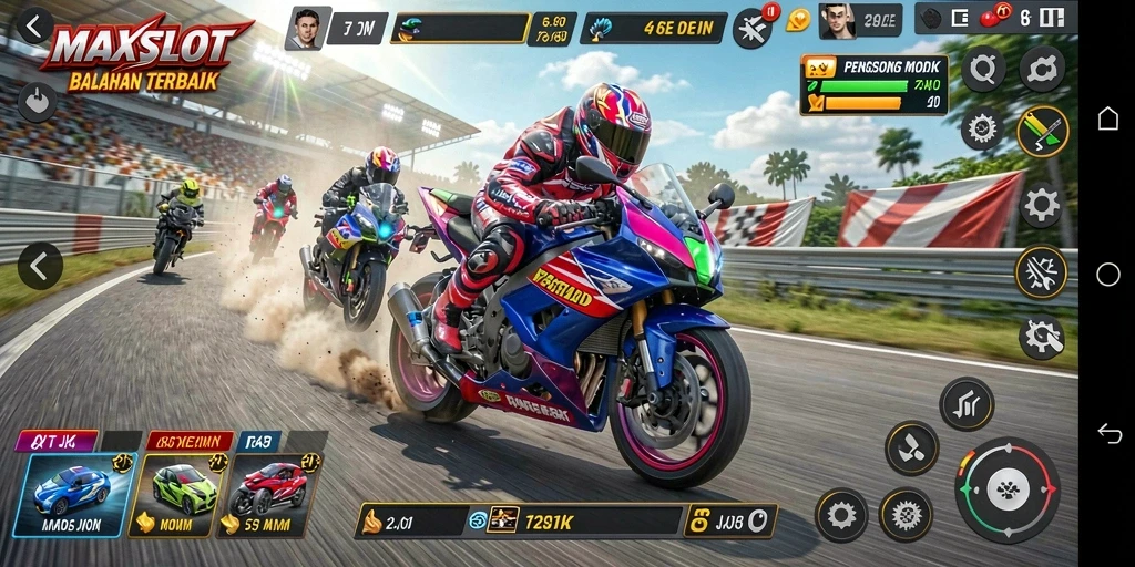 Tampilan menarik dari permainan balapan motor yang seru.