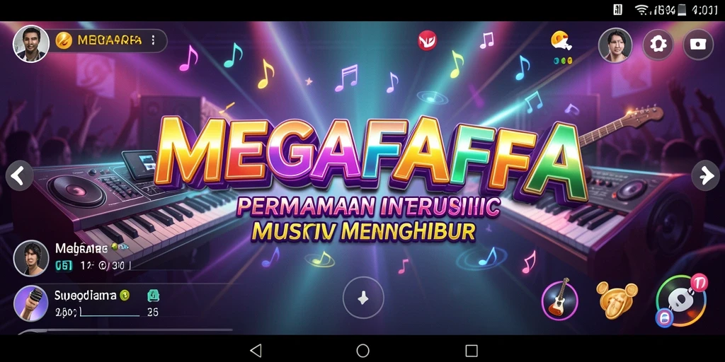 Screenshot gameplay MEGAFAFA menampilkan interaksi seru dalam permainan musik.