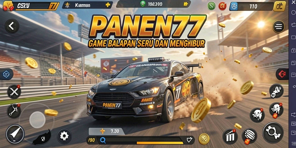 Screenshot gameplay menampilkan aksi balapan yang intens di PANEN77.