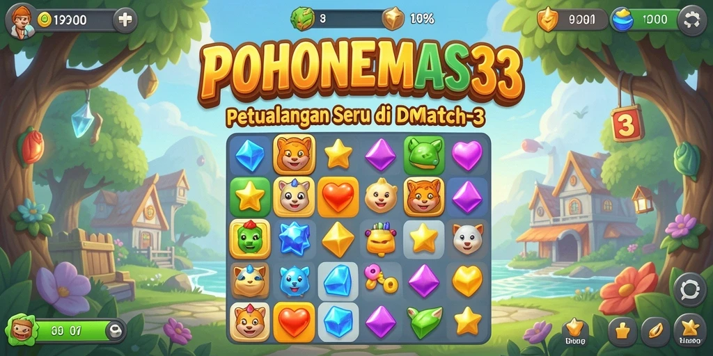 Tampilan gameplay seru POHONEMAS33 dalam genre Match-3.