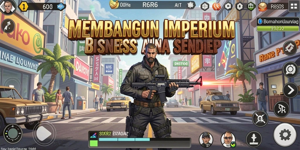 Tampilan gameplay R6R6 menampilkan aksi mengelola bisnis Tycoon.