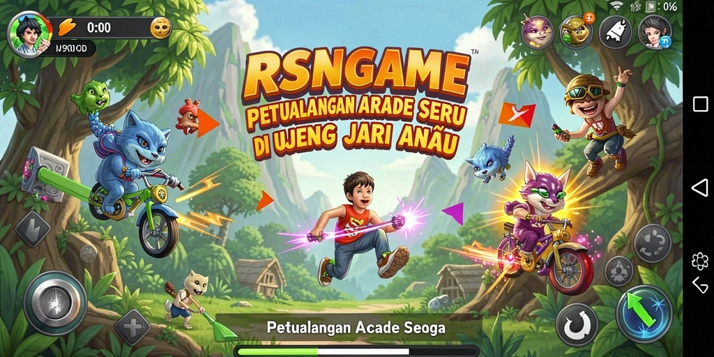 Tampilan gameplay seru RSNGAME yang penuh warna.