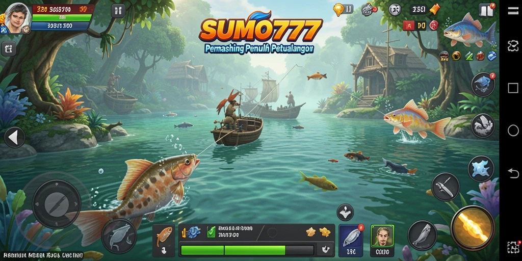 Screenshot SUMO777 menampilkan gameplay memancing yang menarik.