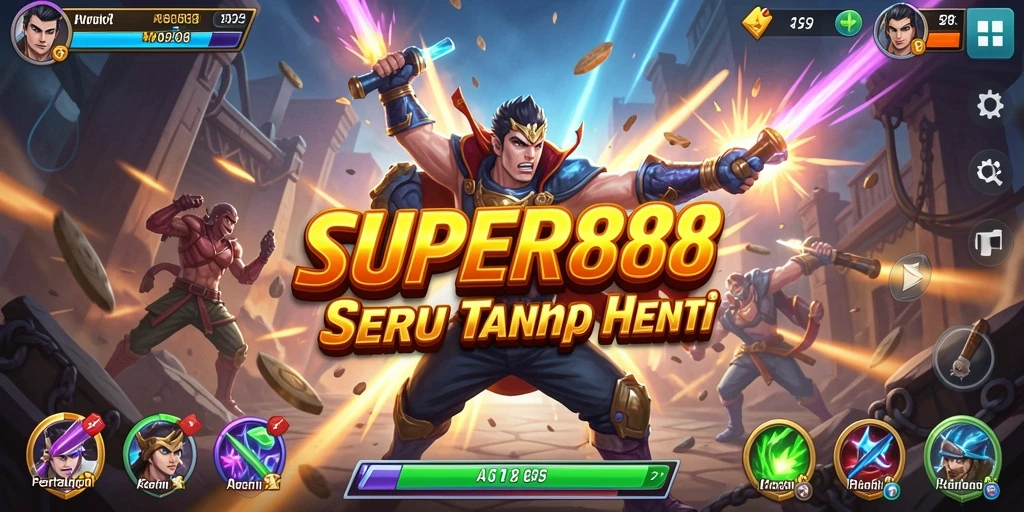 Screenshot gameplay SUPER88 menampilkan adu laga seru antar karakter.