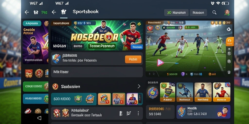 Tampilan gameplay yang menarik pada aplikasi Sportsbook W67.