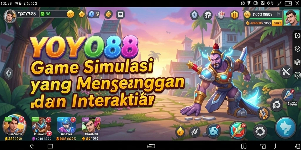Tampilan utama gameplay YOYO88 yang menunjukkan interaksi karakter.