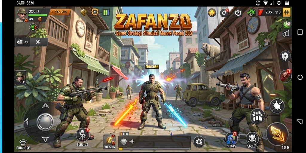 Tampilan gameplay ZAFANZO yang memikat dan strategis.