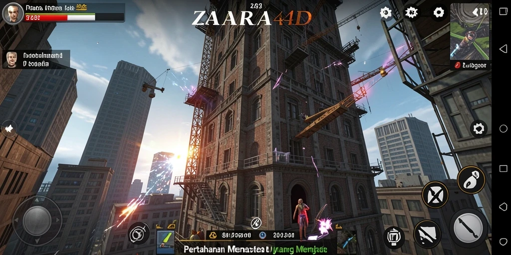 Screenshot menampilkan aksi pertahanan menara di ZARA4D.